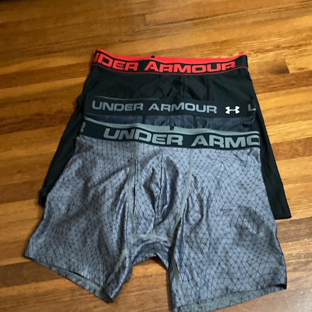 Three pair of under armor boxer, briefs
